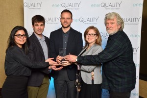 The Minto Group team with the Green Builder of the Year award, featuring (from left): Alison Minato, vice-president, sustainability; Derek Hickson, manager, sustainable developments; Wells Baker, director, conservation and sustainable design; Roya Khaleeli, sustainable design professional; with Tex McLeod, McLeod and Associates