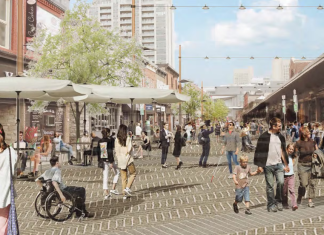 An artist’s rendering of a pedestrianized William St. in Ottawa’s ByWard Market. Funding allocated to the project has now been redirected.