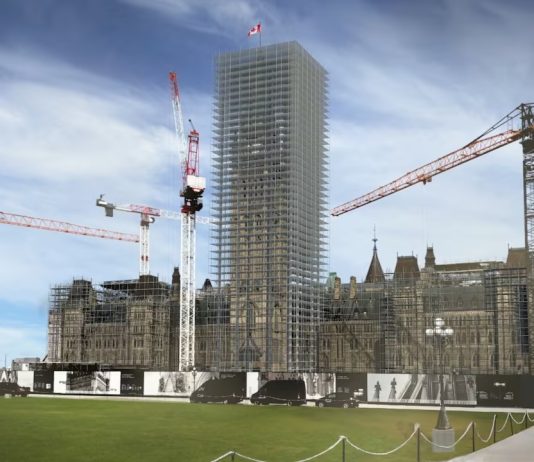 Centre block scaffolding